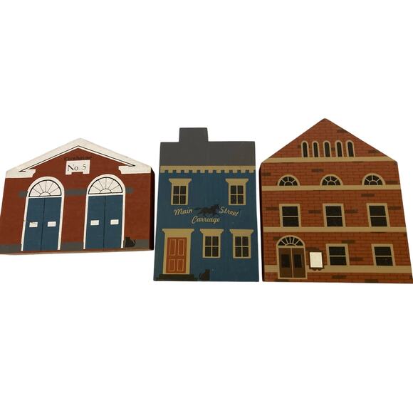 The Cat’s Meow Series III Lot of 10 Wooden Buildings 1985 – Vintage Village Set - Picture 2 of 6